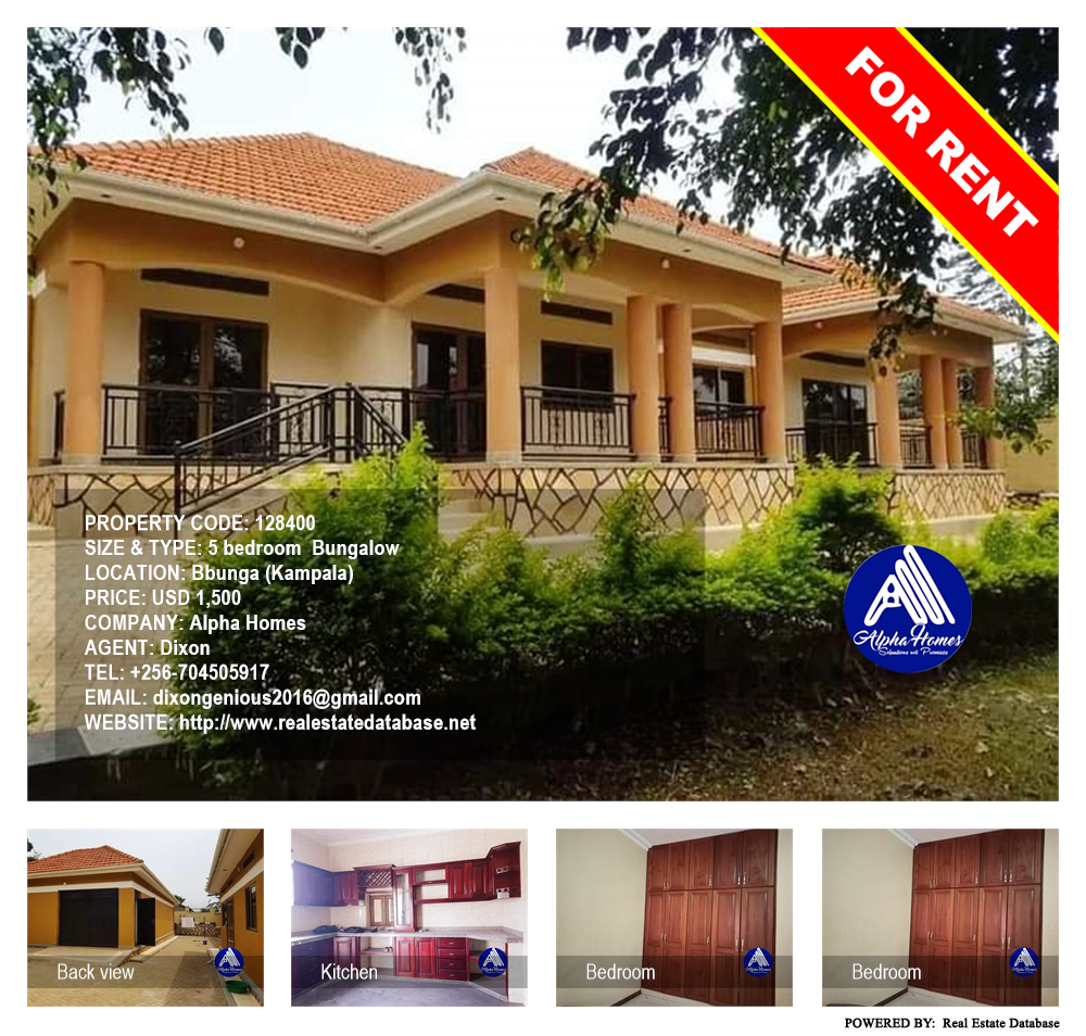 5 bedroom Bungalow  for rent in Bbunga Kampala Uganda, code: 128400