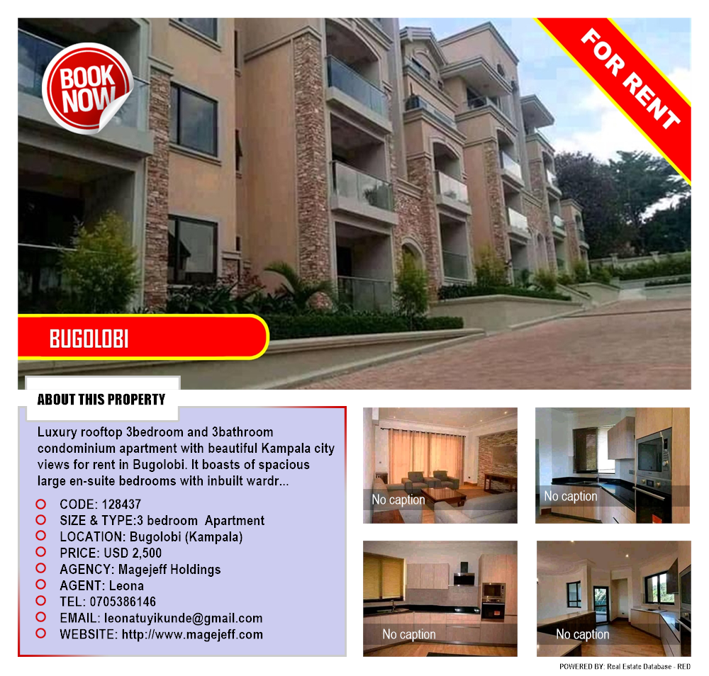 3 bedroom Apartment  for rent in Bugoloobi Kampala Uganda, code: 128437