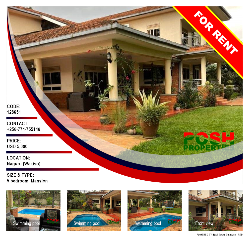 5 bedroom Mansion  for rent in Naguru Wakiso Uganda, code: 128651