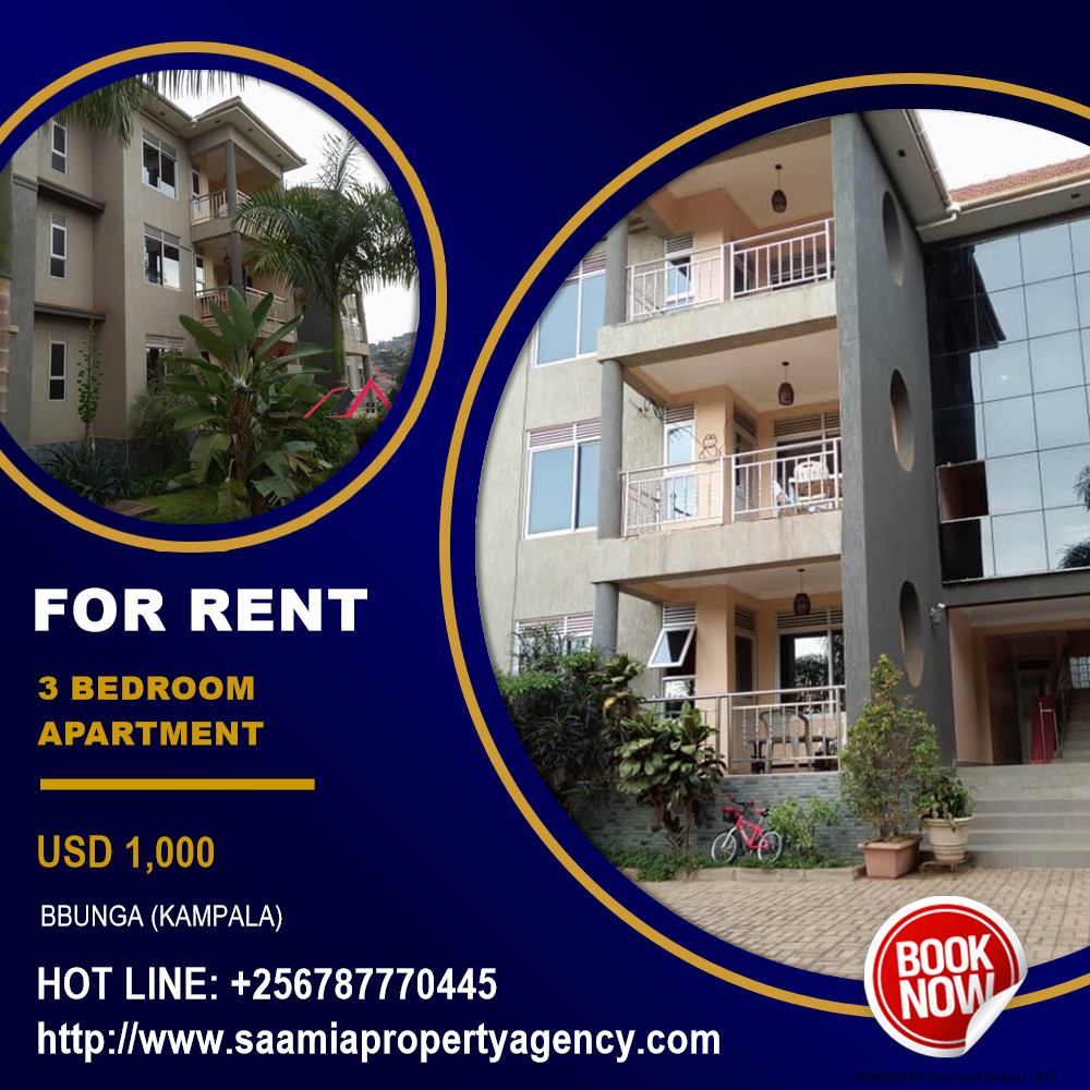 3 bedroom Apartment  for rent in Bbunga Kampala Uganda, code: 128714