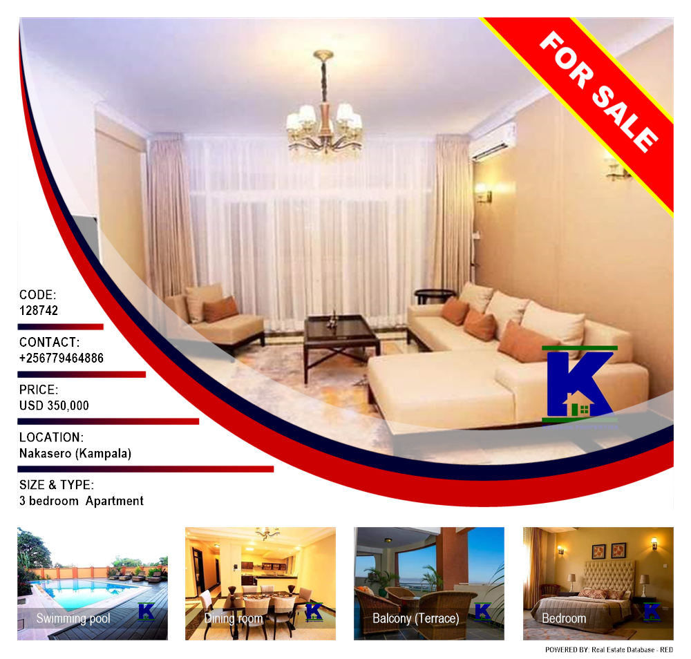 3 bedroom Apartment  for sale in Nakasero Kampala Uganda, code: 128742