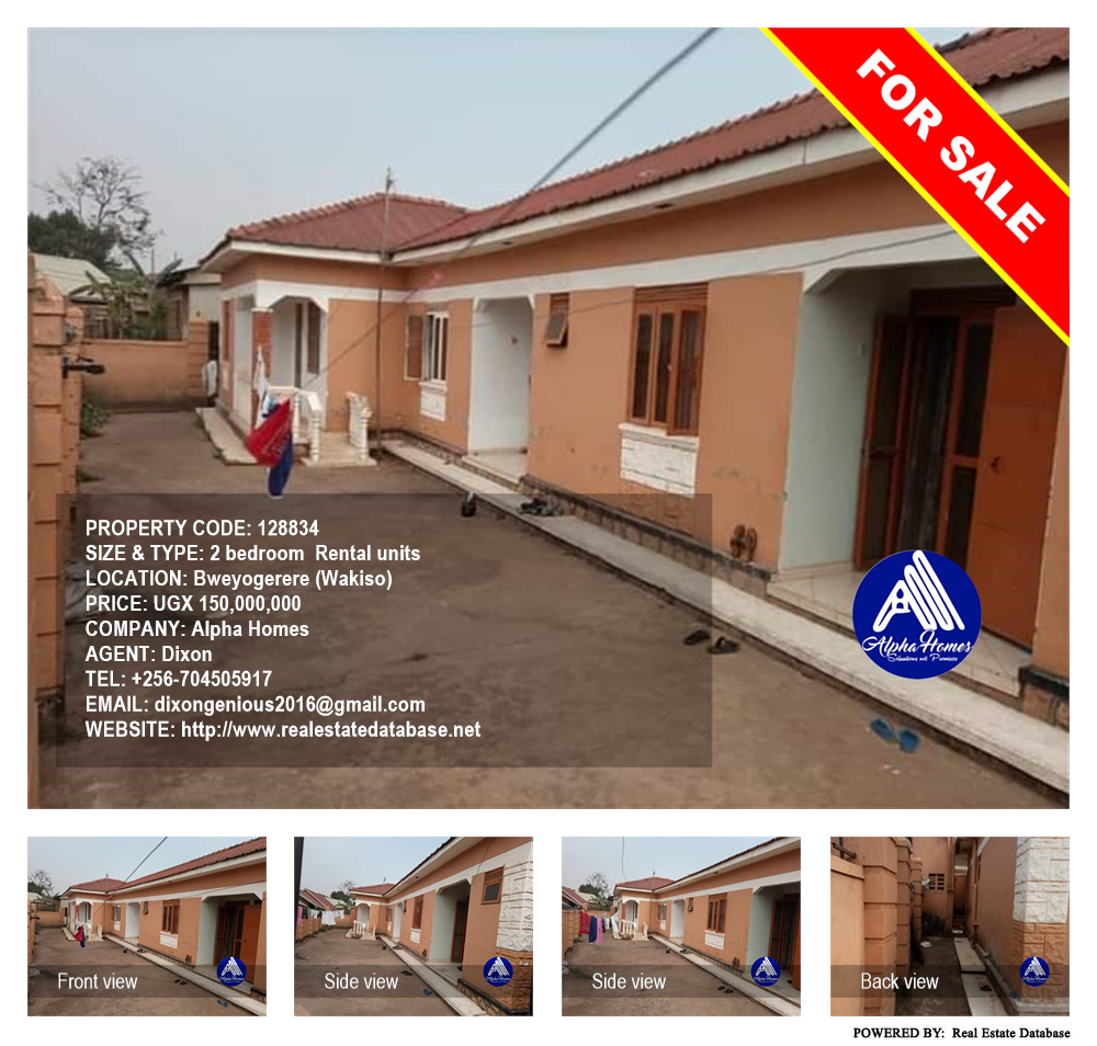 2 bedroom Rental units  for sale in Bweyogerere Wakiso Uganda, code: 128834