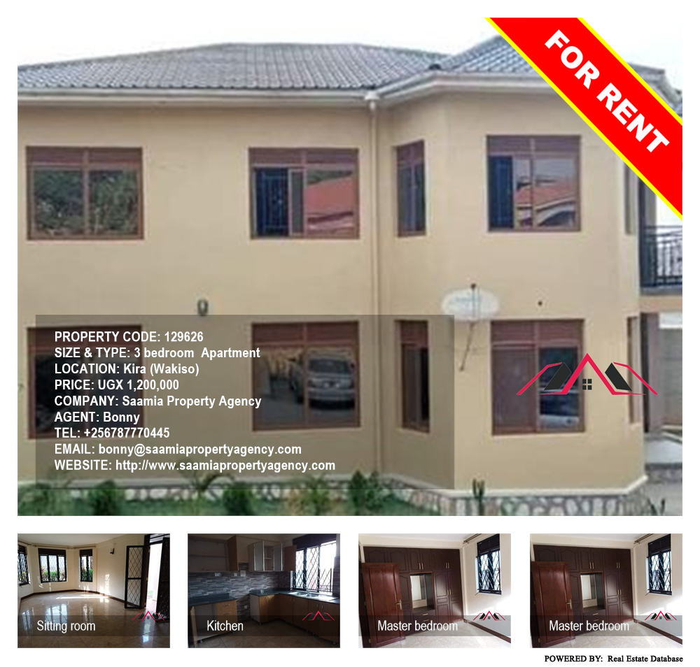 3 bedroom Apartment  for rent in Kira Wakiso Uganda, code: 129626