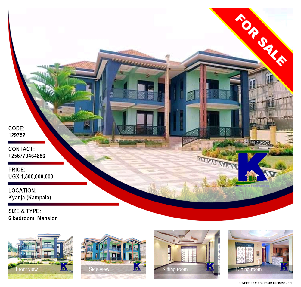 6 bedroom Mansion  for sale in Kyanja Kampala Uganda, code: 129752
