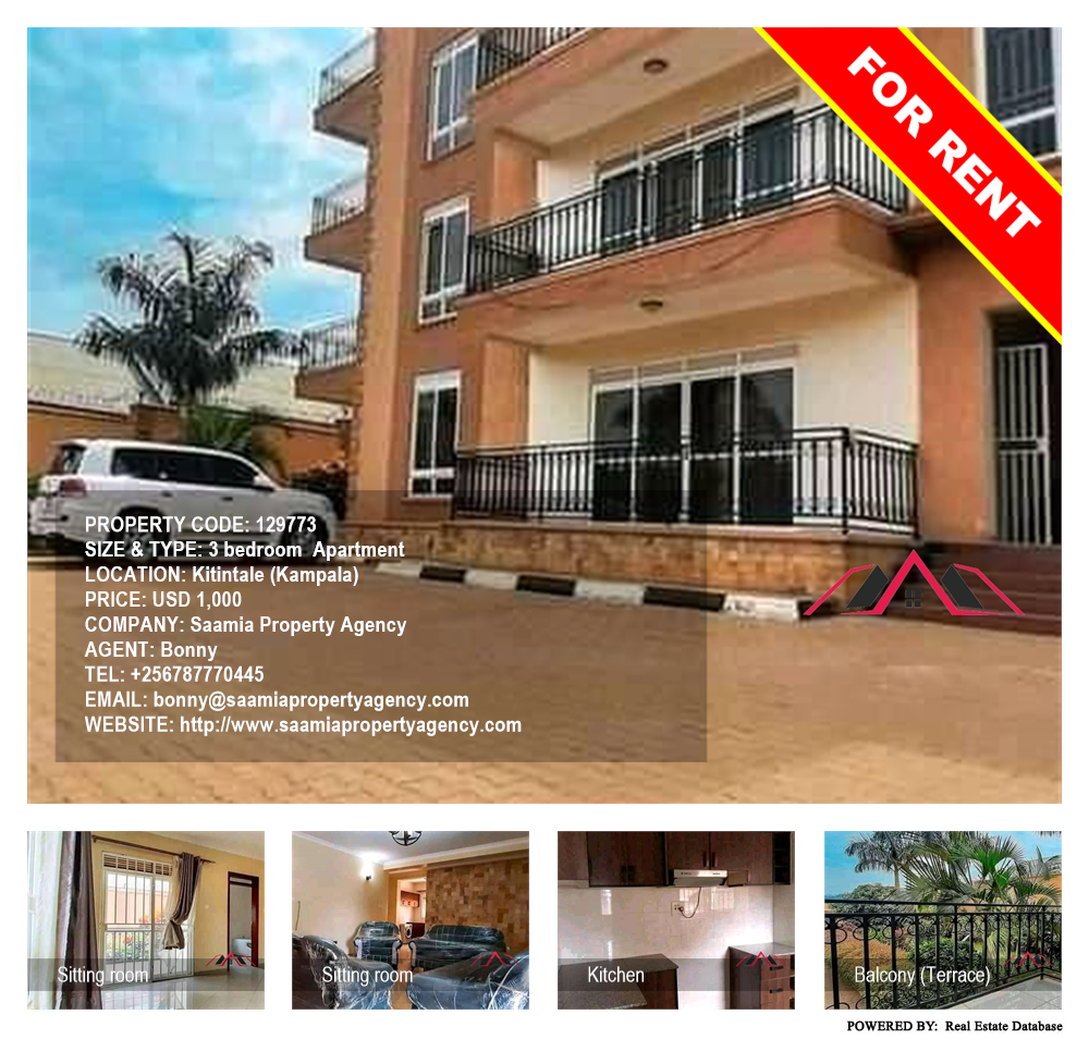 3 bedroom Apartment  for rent in Kitintale Kampala Uganda, code: 129773