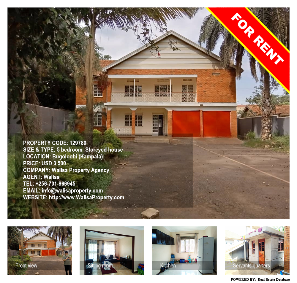 5 bedroom Storeyed house  for rent in Bugoloobi Kampala Uganda, code: 129780