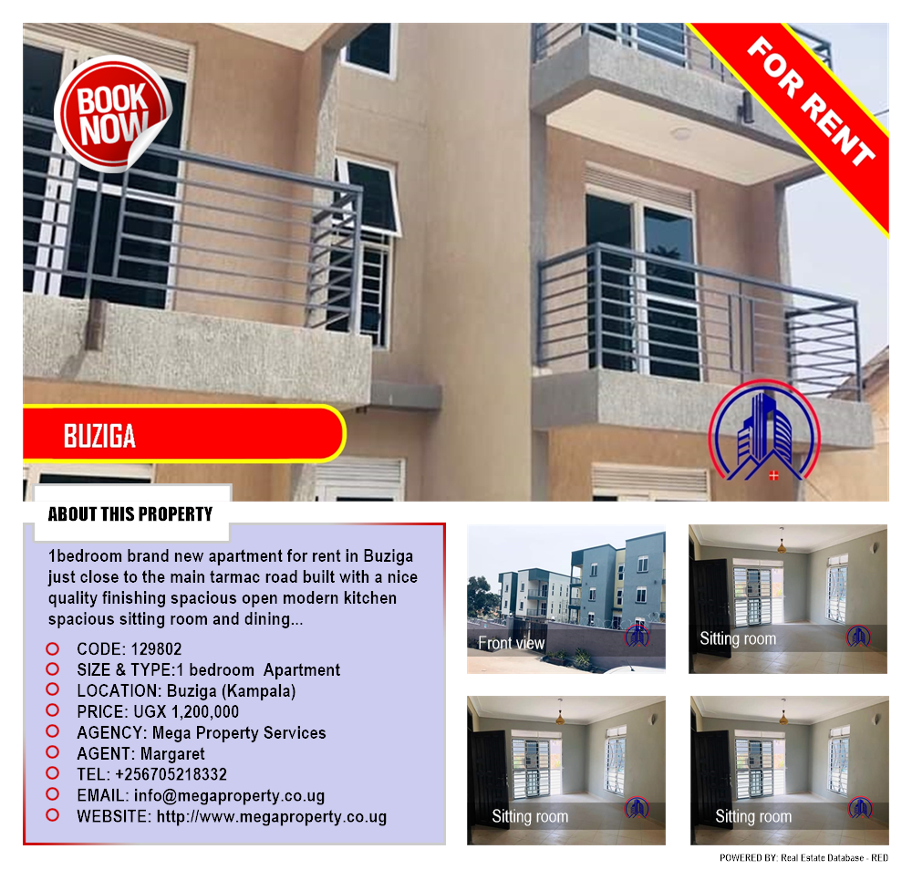 1 bedroom Apartment  for rent in Buziga Kampala Uganda, code: 129802