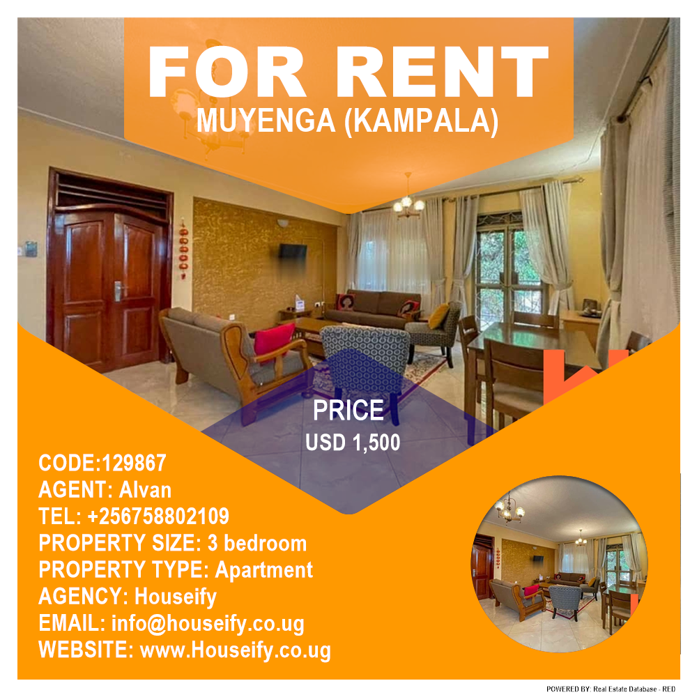 3 bedroom Apartment  for rent in Muyenga Kampala Uganda, code: 129867