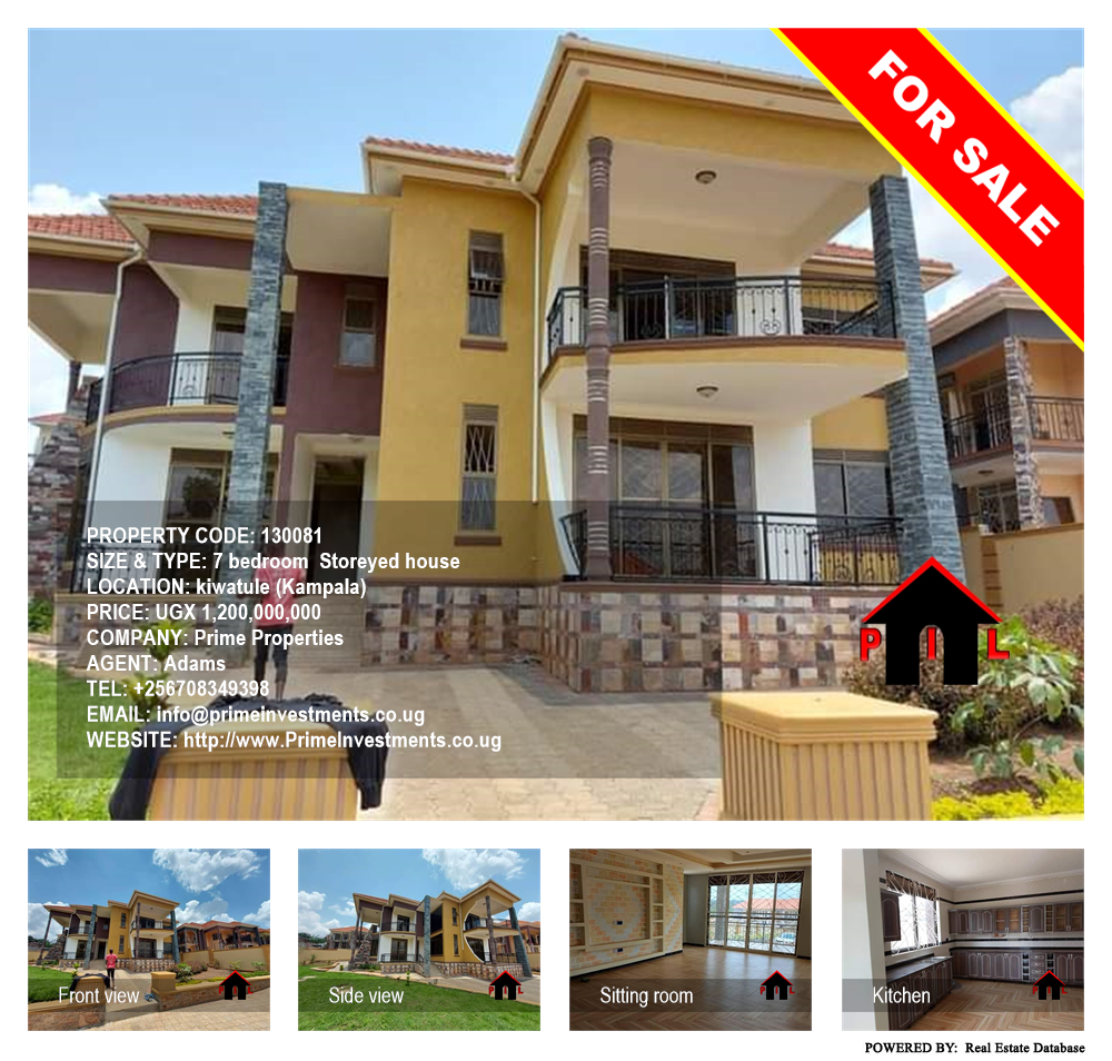 7 bedroom Storeyed house  for sale in Kiwaatule Kampala Uganda, code: 130081