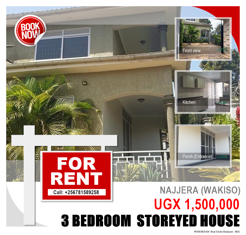 3 bedroom Storeyed house  for rent in Najjera Wakiso Uganda, code: 130406