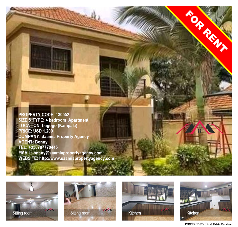 4 bedroom Apartment  for rent in Lugogo Kampala Uganda, code: 130552