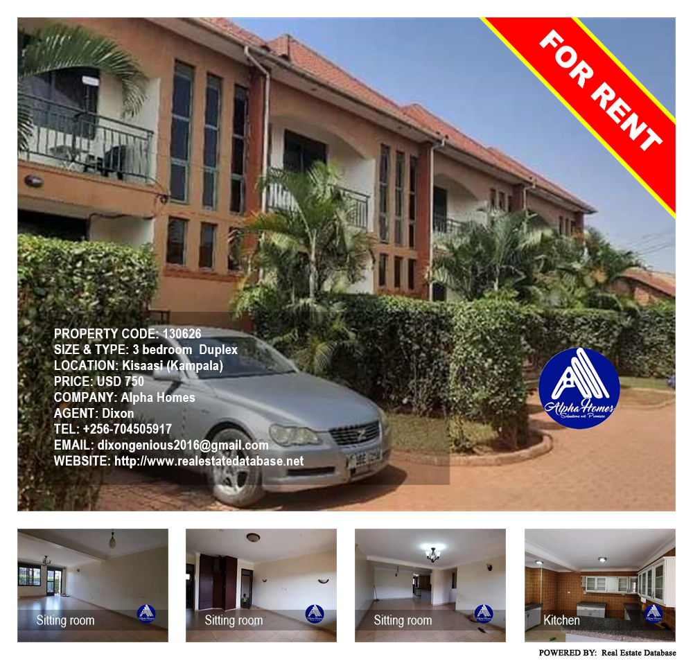3 bedroom Duplex  for rent in Kisaasi Kampala Uganda, code: 130626