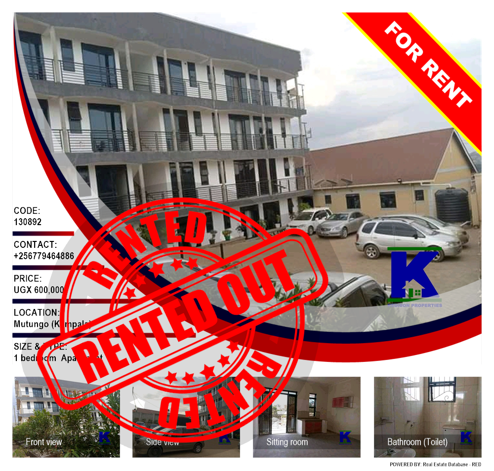 1 bedroom Apartment  for rent in Mutungo Kampala Uganda, code: 130892