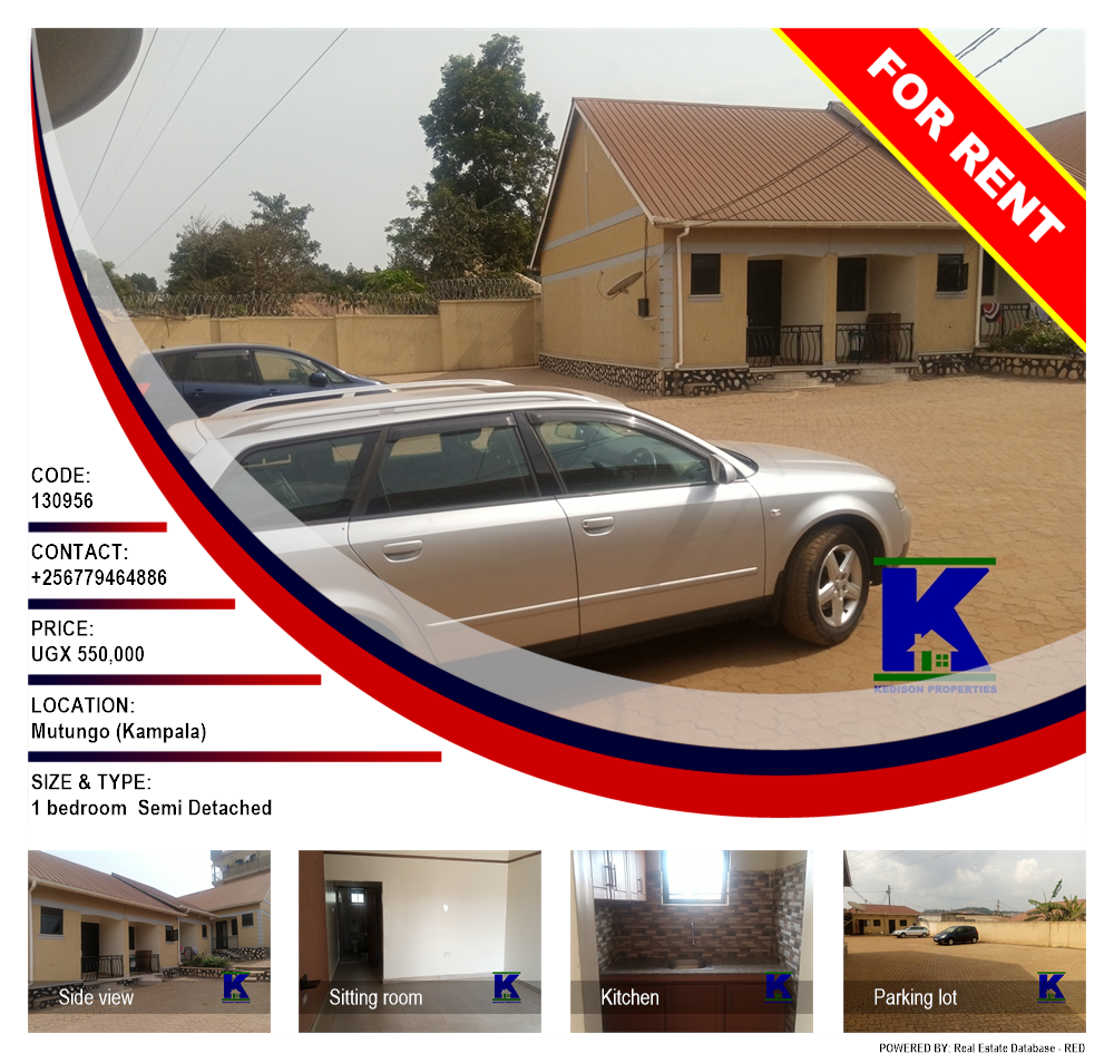 1 bedroom Semi Detached  for rent in Mutungo Kampala Uganda, code: 130956
