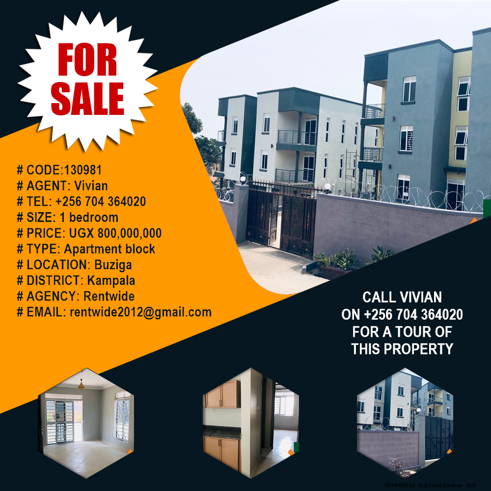 1 bedroom Apartment block  for sale in Buziga Kampala Uganda, code: 130981