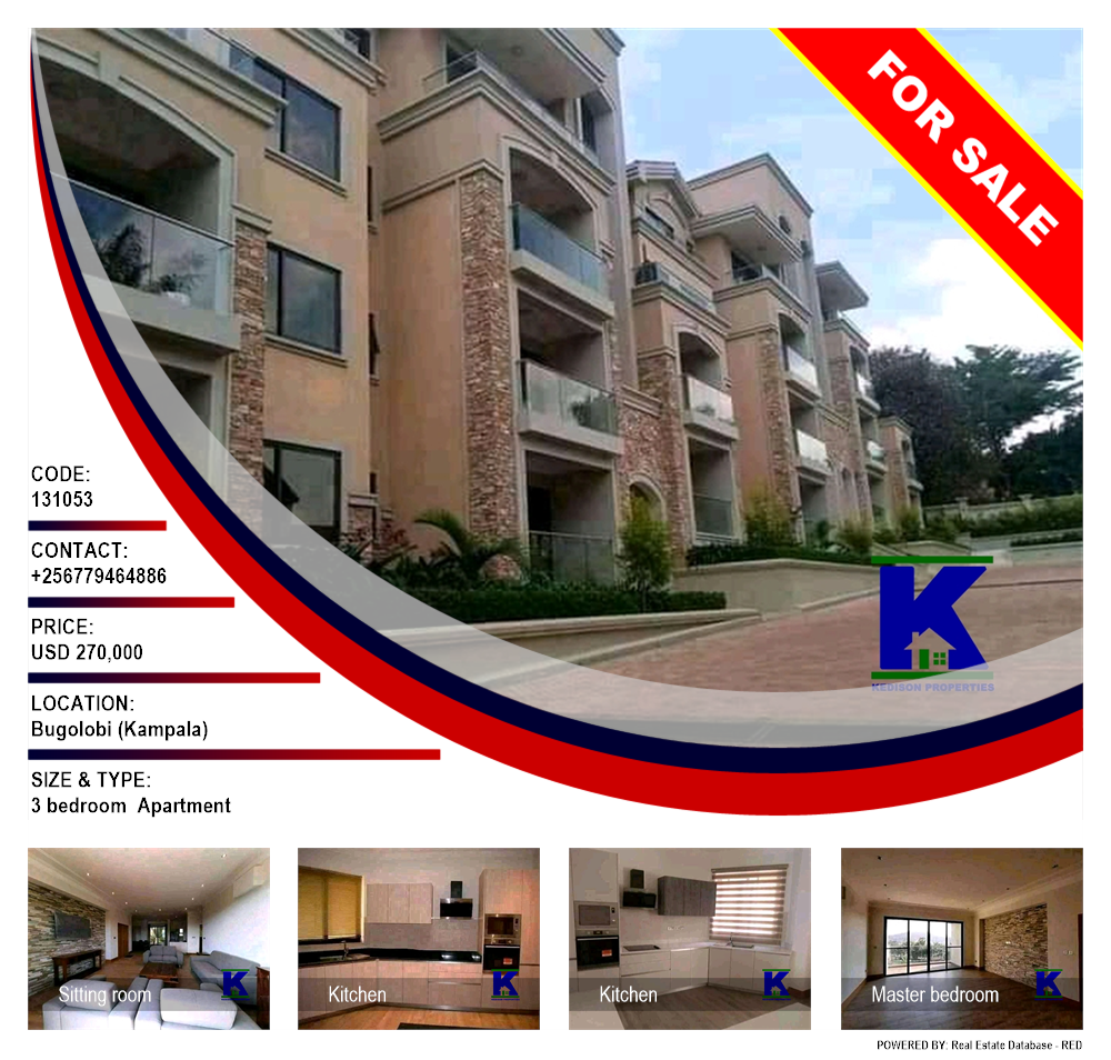 3 bedroom Apartment  for sale in Bugoloobi Kampala Uganda, code: 131053