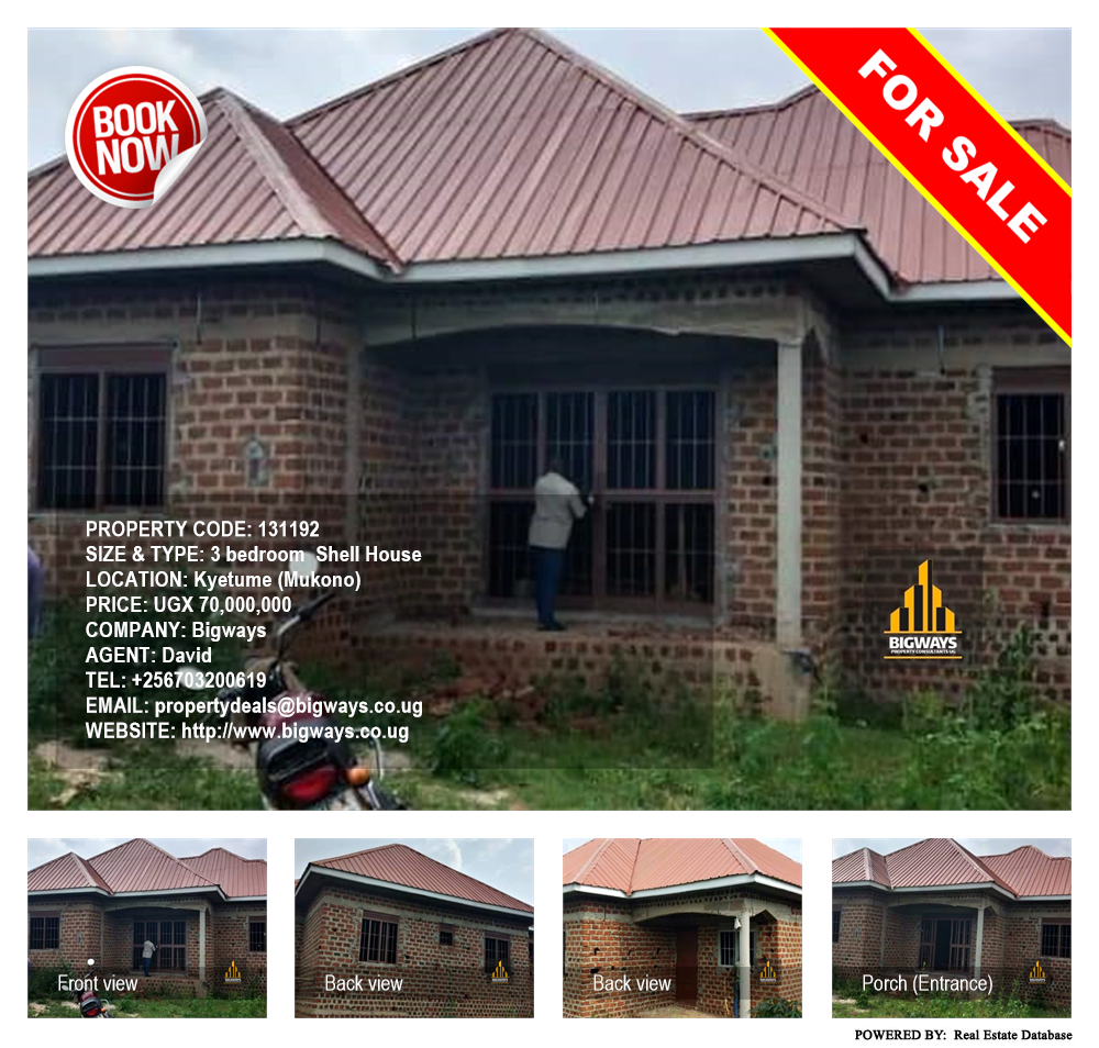 3 bedroom Shell House  for sale in Kyetume Mukono Uganda, code: 131192