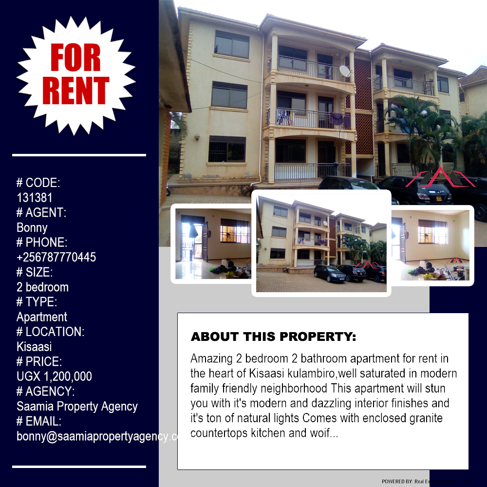 2 bedroom Apartment  for rent in Kisaasi Kampala Uganda, code: 131381