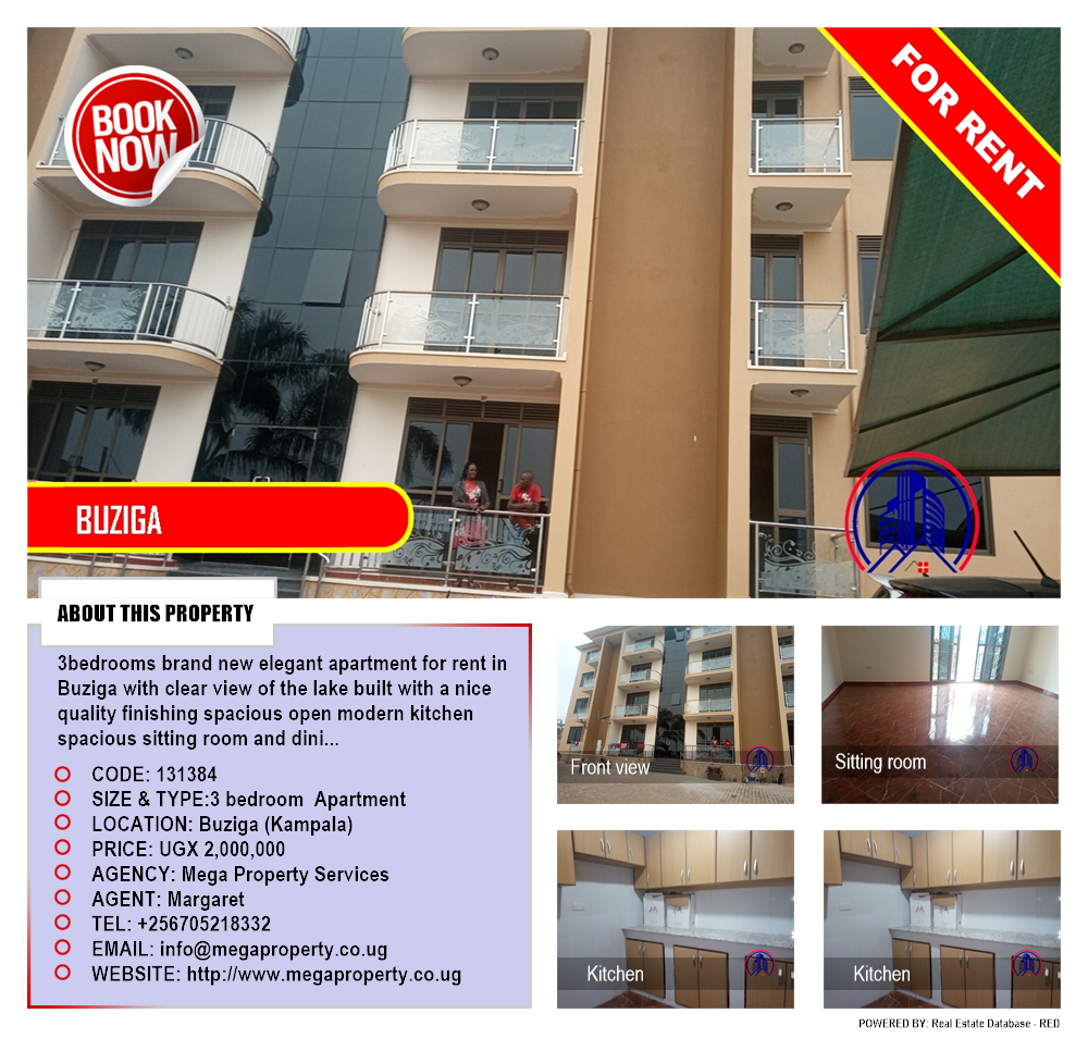 3 bedroom Apartment  for rent in Buziga Kampala Uganda, code: 131384
