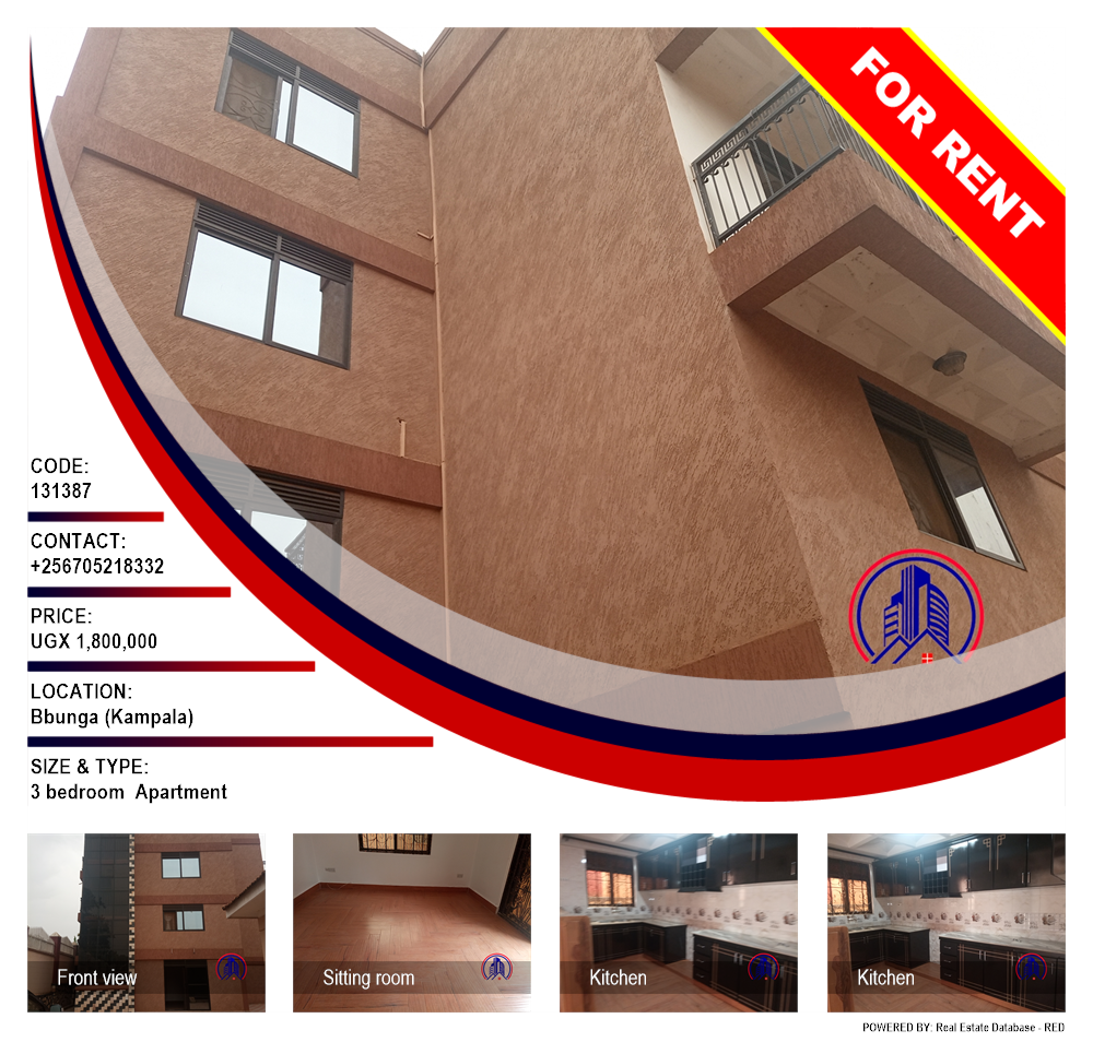 3 bedroom Apartment  for rent in Bbunga Kampala Uganda, code: 131387