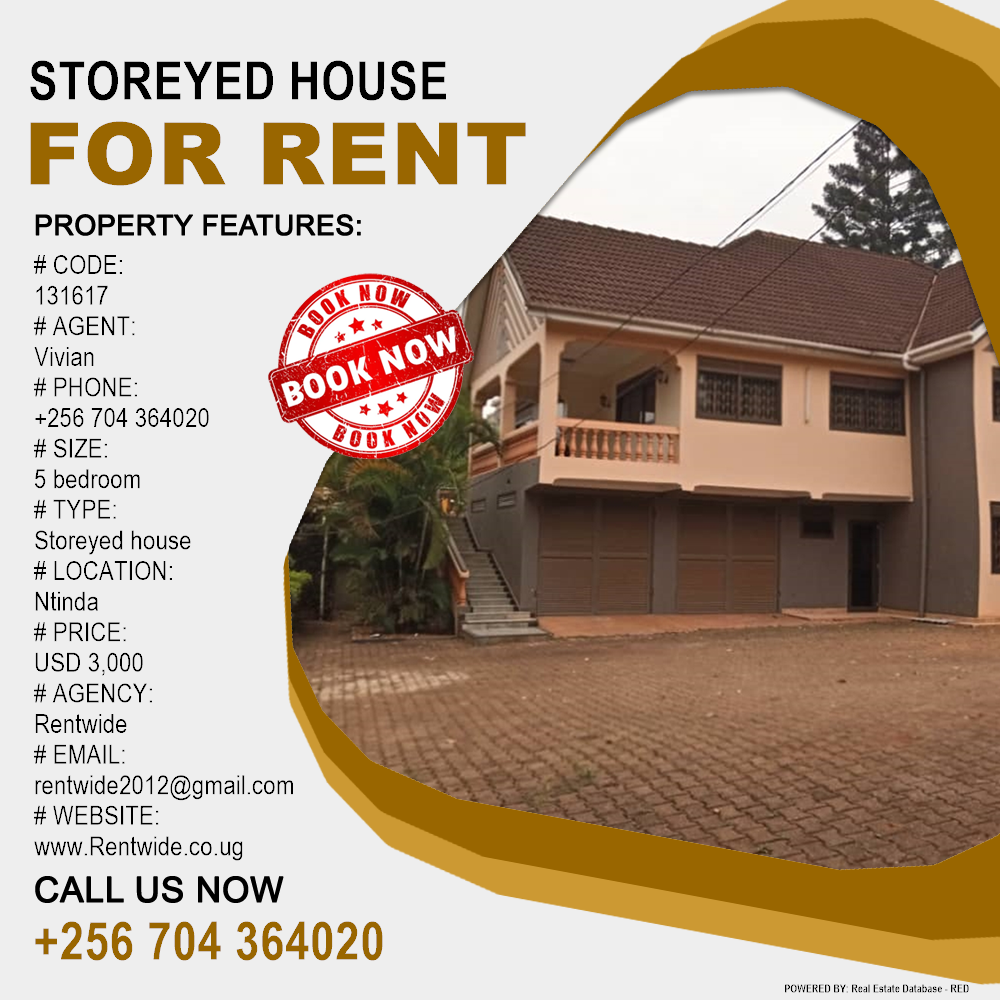5 bedroom Storeyed house  for rent in Ntinda Kampala Uganda, code: 131617