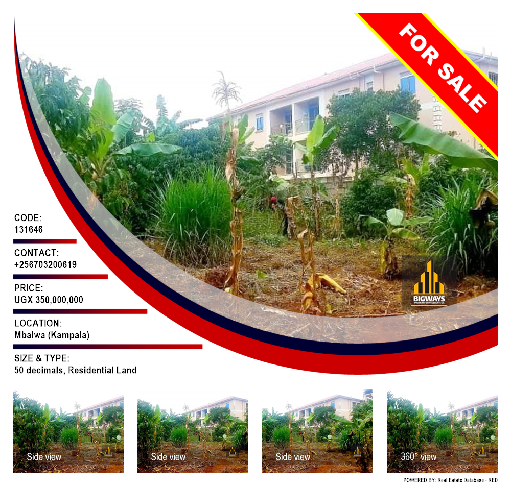 Residential Land  for sale in Mbalwa Kampala Uganda, code: 131646