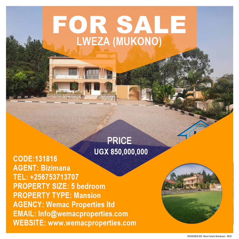5 bedroom Mansion  for sale in Lweza Mukono Uganda, code: 131816