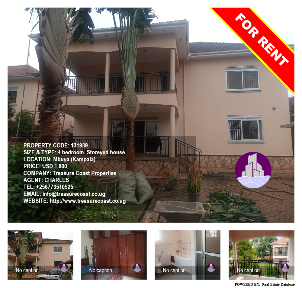 4 bedroom Storeyed house  for rent in Mbuya Kampala Uganda, code: 131939