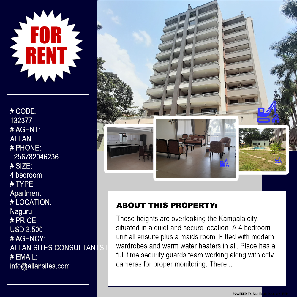 4 bedroom Apartment  for rent in Naguru Kampala Uganda, code: 132377