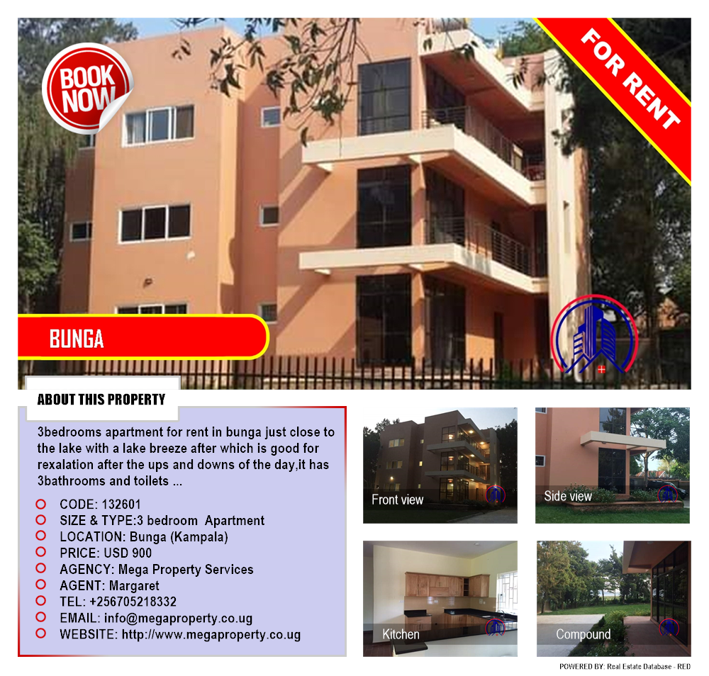 3 bedroom Apartment  for rent in Bbunga Kampala Uganda, code: 132601