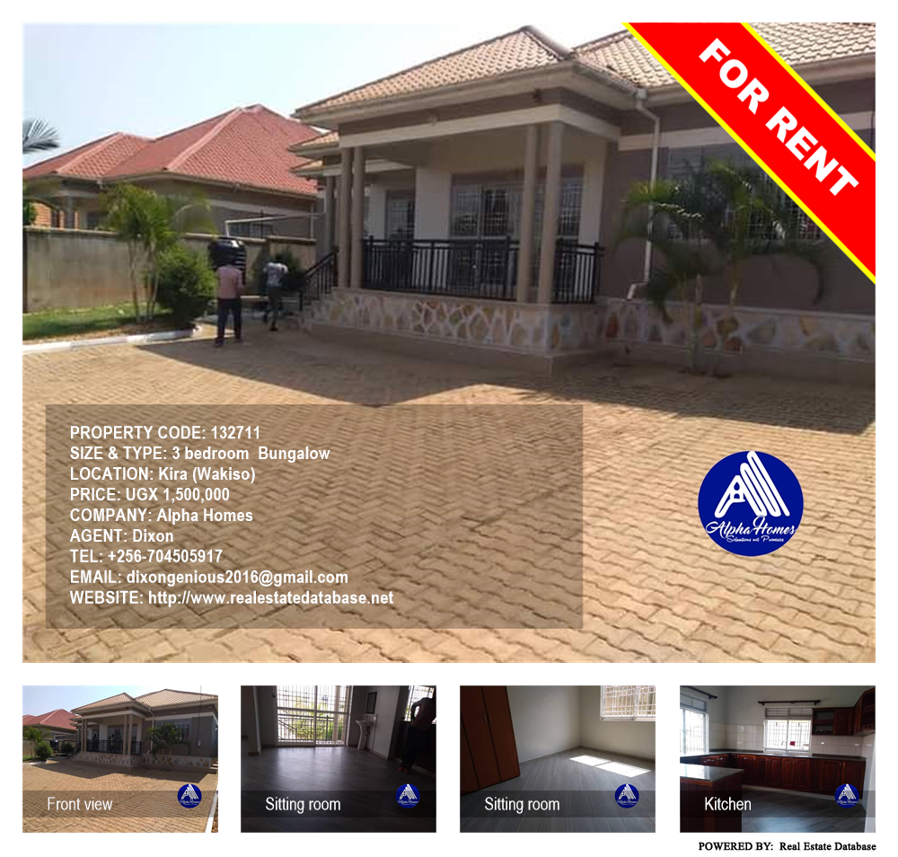 3 bedroom Bungalow  for rent in Kira Wakiso Uganda, code: 132711