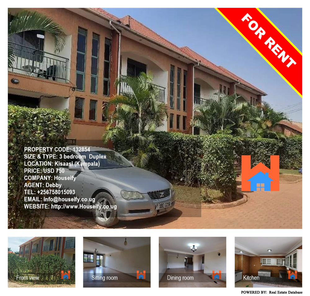 3 bedroom Duplex  for rent in Kisaasi Kampala Uganda, code: 132854
