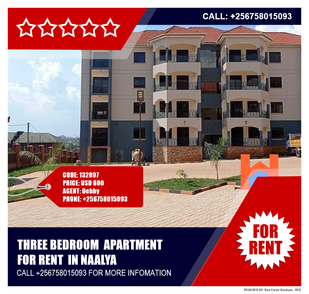 3 bedroom Apartment  for rent in Naalya Kampala Uganda, code: 132897