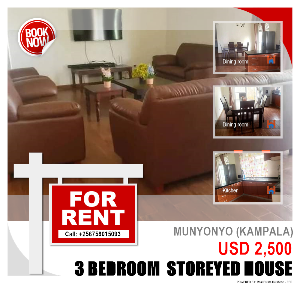 3 bedroom Storeyed house  for rent in Munyonyo Kampala Uganda, code: 133039