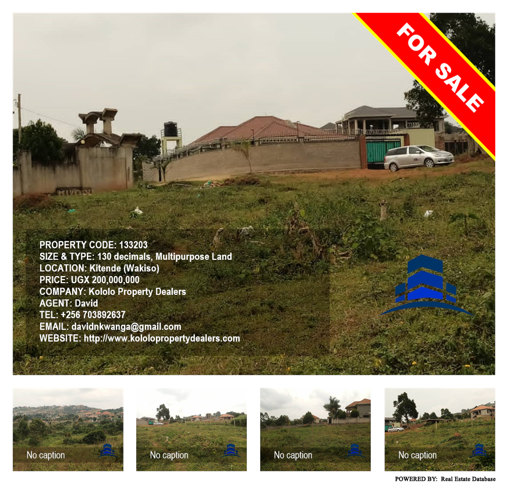 Multipurpose Land  for sale in Kitende Wakiso Uganda, code: 133203