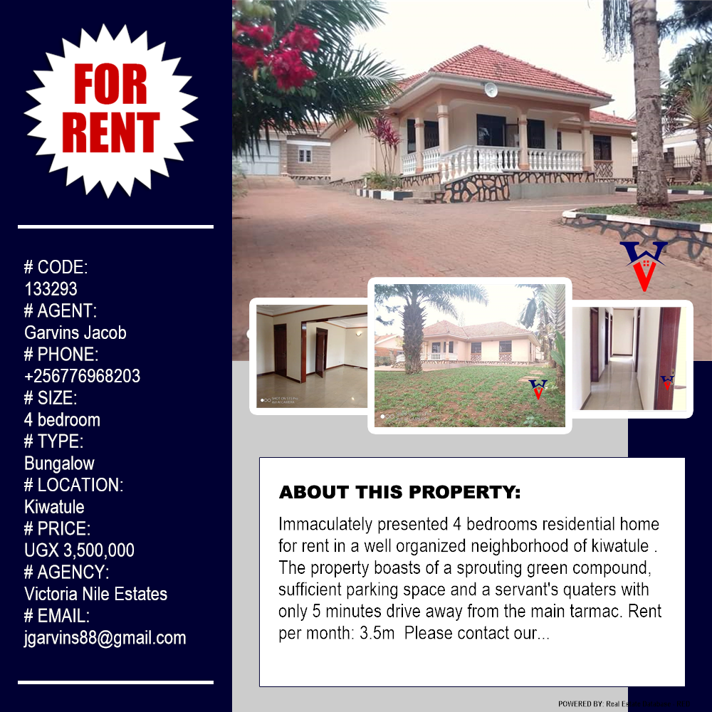 4 bedroom Bungalow  for rent in Kiwaatule Kampala Uganda, code: 133293