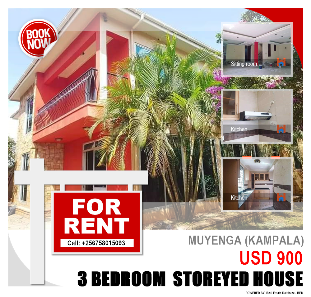 3 bedroom Storeyed house  for rent in Muyenga Kampala Uganda, code: 133458