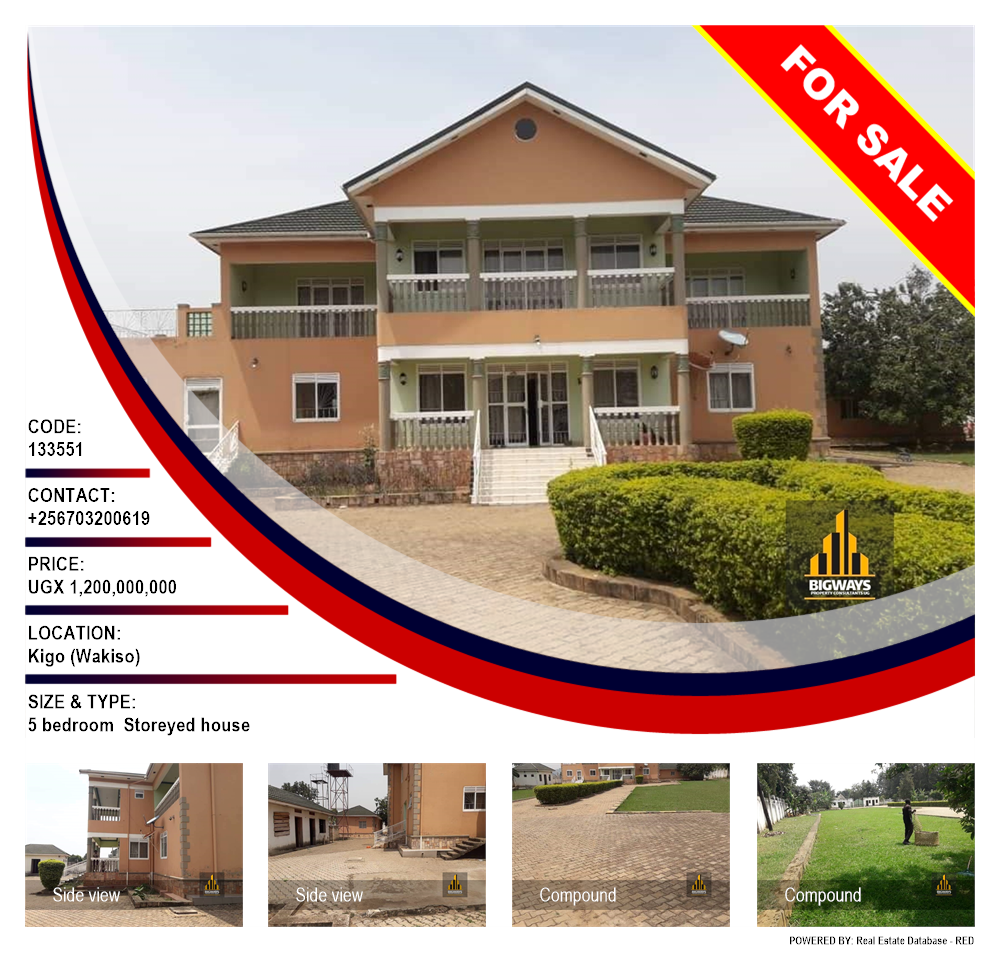 5 bedroom Storeyed house  for sale in Kigo Wakiso Uganda, code: 133551
