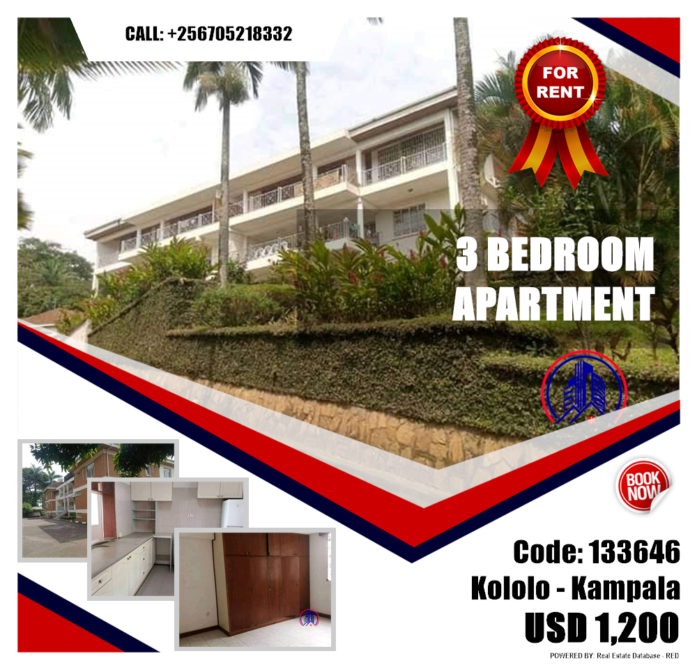 3 bedroom Apartment  for rent in Kololo Kampala Uganda, code: 133646