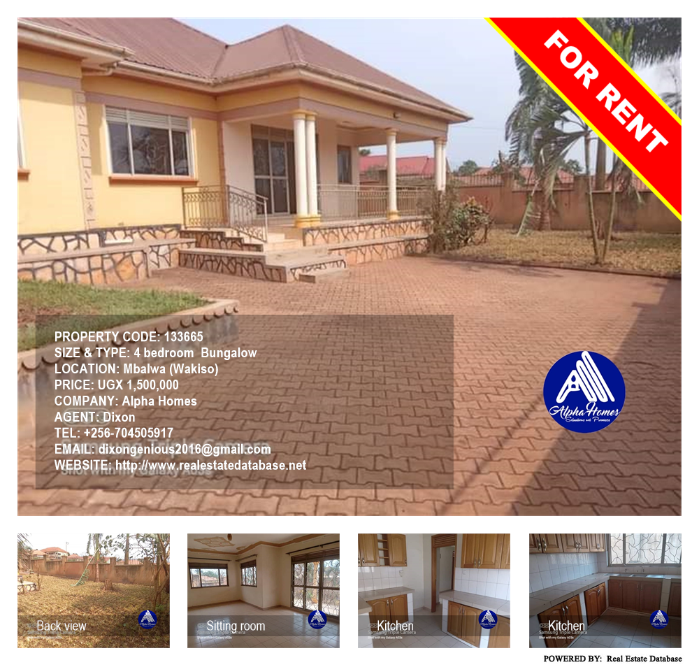 4 bedroom Bungalow  for rent in Mbalwa Wakiso Uganda, code: 133665