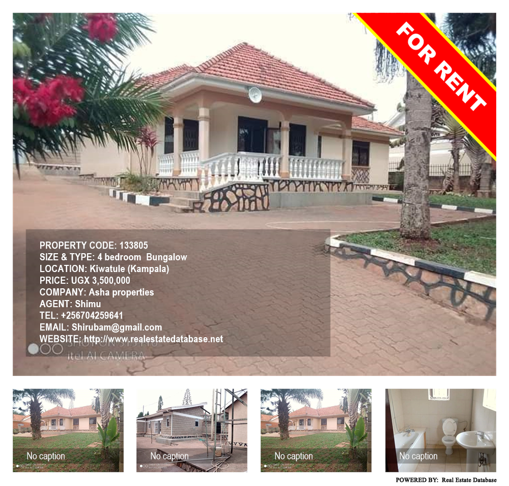 4 bedroom Bungalow  for rent in Kiwaatule Kampala Uganda, code: 133805