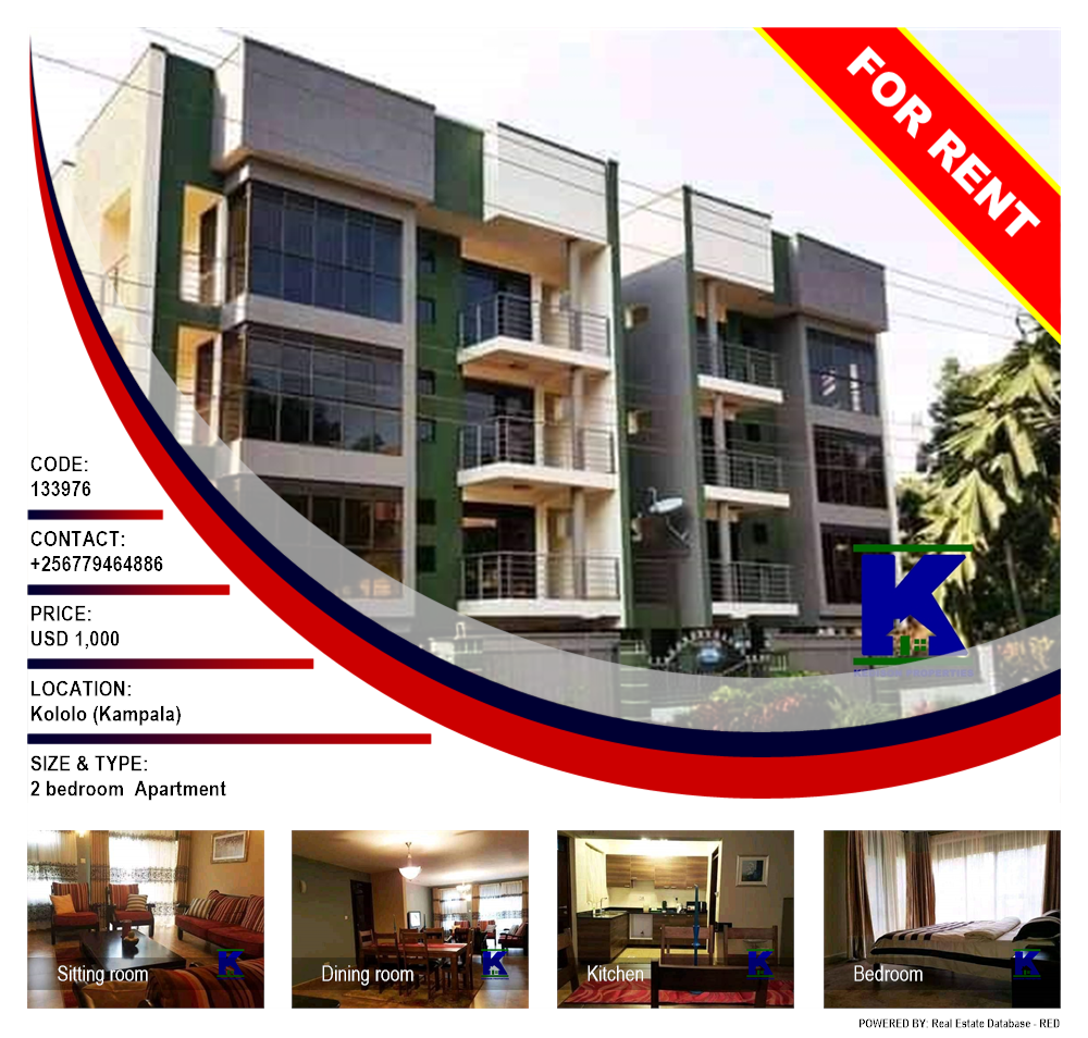 2 bedroom Apartment  for rent in Kololo Kampala Uganda, code: 133976