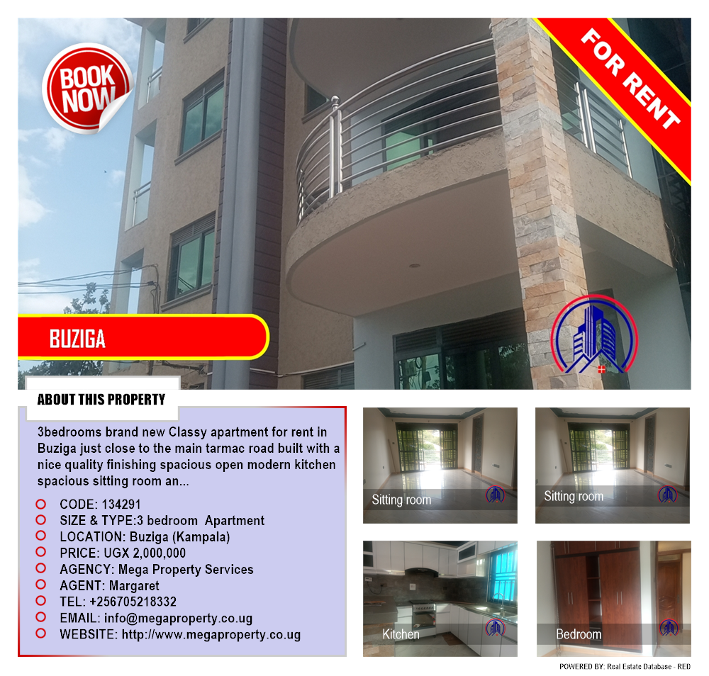 3 bedroom Apartment  for rent in Buziga Kampala Uganda, code: 134291