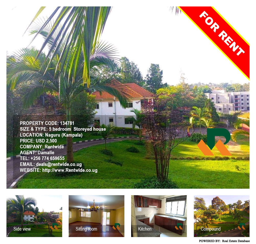 5 bedroom Storeyed house  for rent in Naguru Kampala Uganda, code: 134781