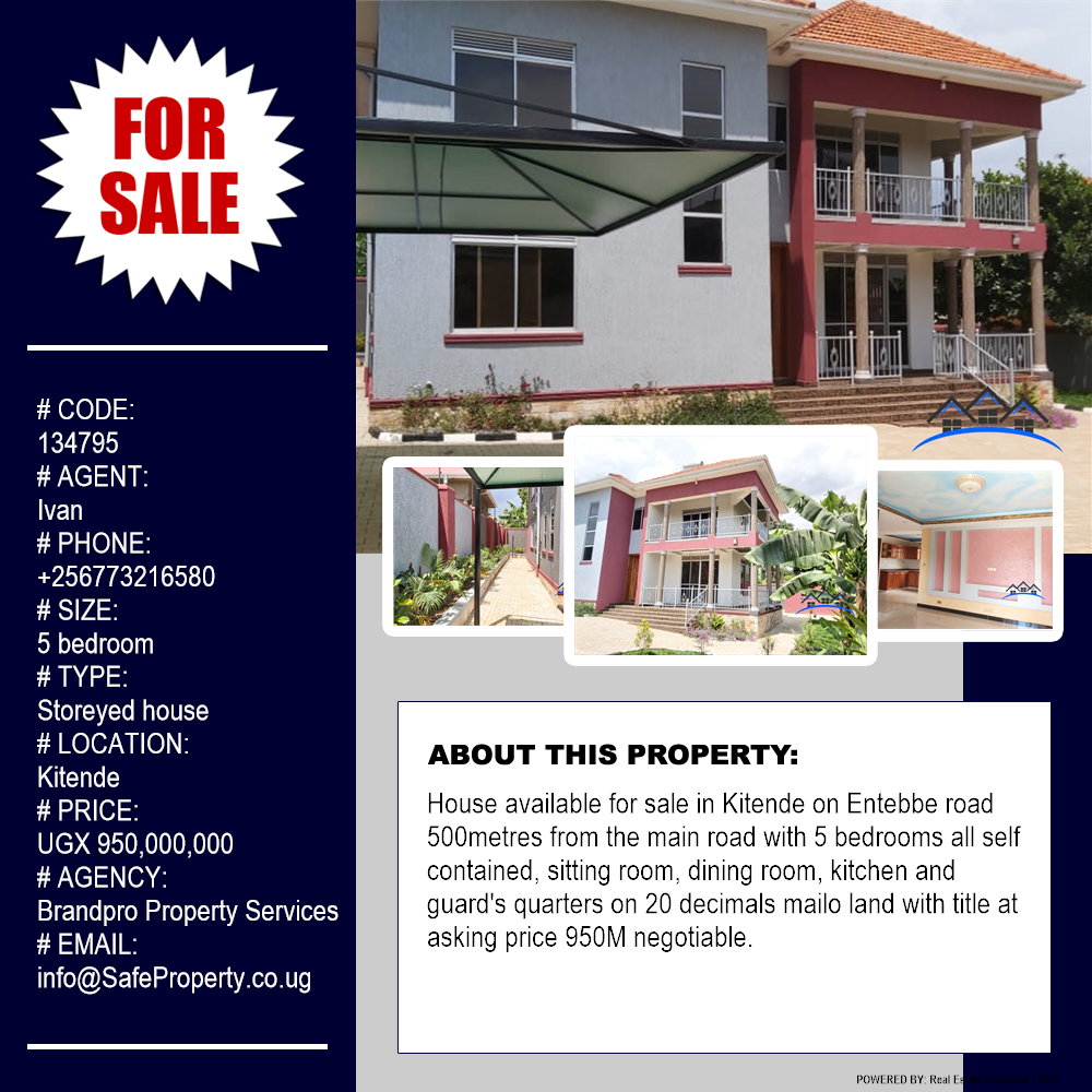 5 bedroom Storeyed house  for sale in Kitende Wakiso Uganda, code: 134795