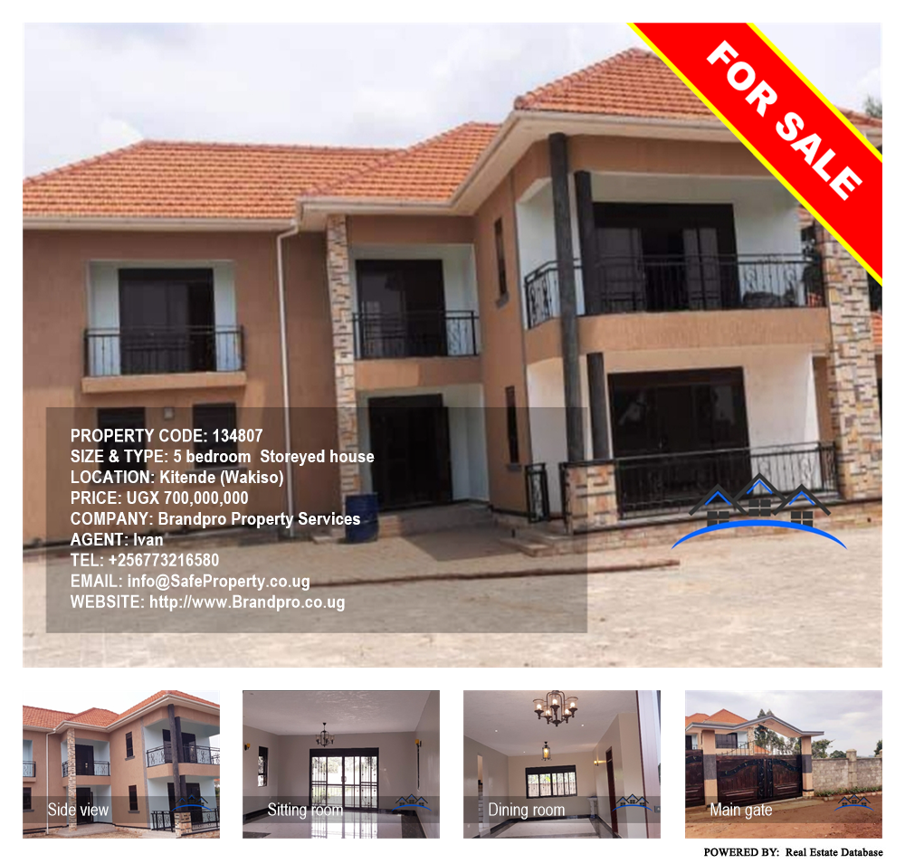 5 bedroom Storeyed house  for sale in Kitende Wakiso Uganda, code: 134807