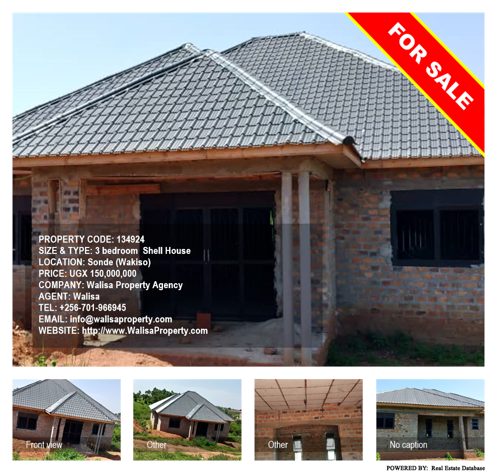 3 bedroom Shell House  for sale in Sonde Wakiso Uganda, code: 134924