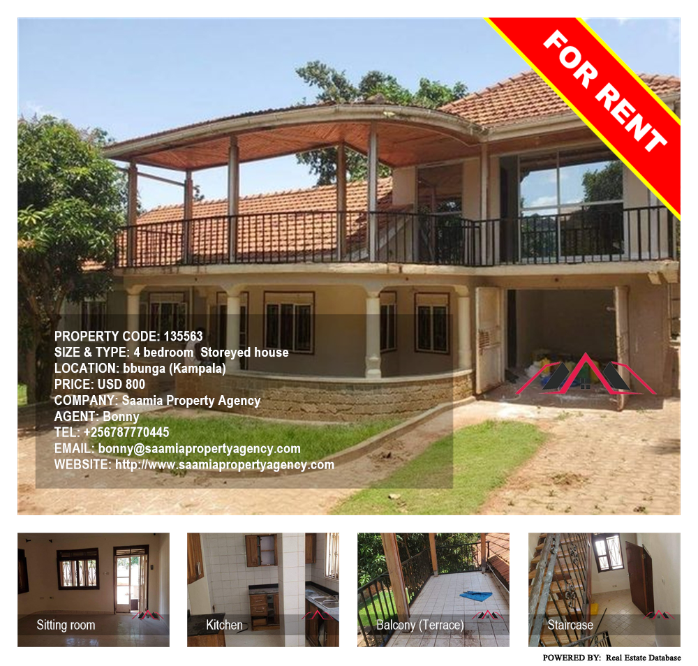 4 bedroom Storeyed house  for rent in Bbunga Kampala Uganda, code: 135563
