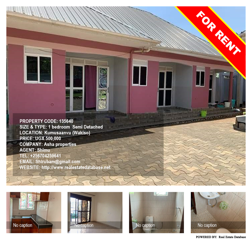 1 bedroom Semi Detached  for rent in Kumusaanvu Wakiso Uganda, code: 135640