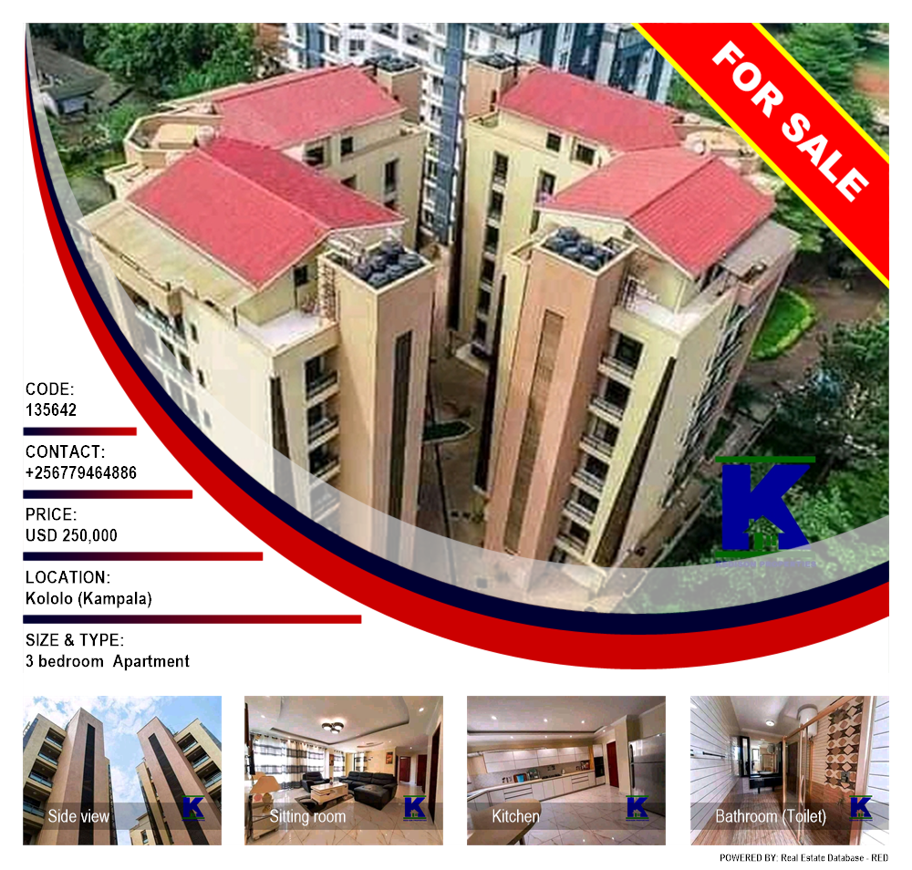 3 bedroom Apartment  for sale in Kololo Kampala Uganda, code: 135642